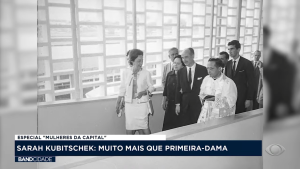 Sarah Kubitschek andando na rampa do Sarinha (Captura de tela – crédito: TV Band)